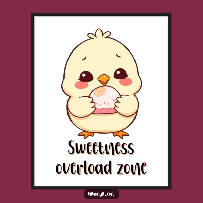 Funny Chubby Chick Mochi Poster: Brighten Your Walls with Sweet, Humorous Art