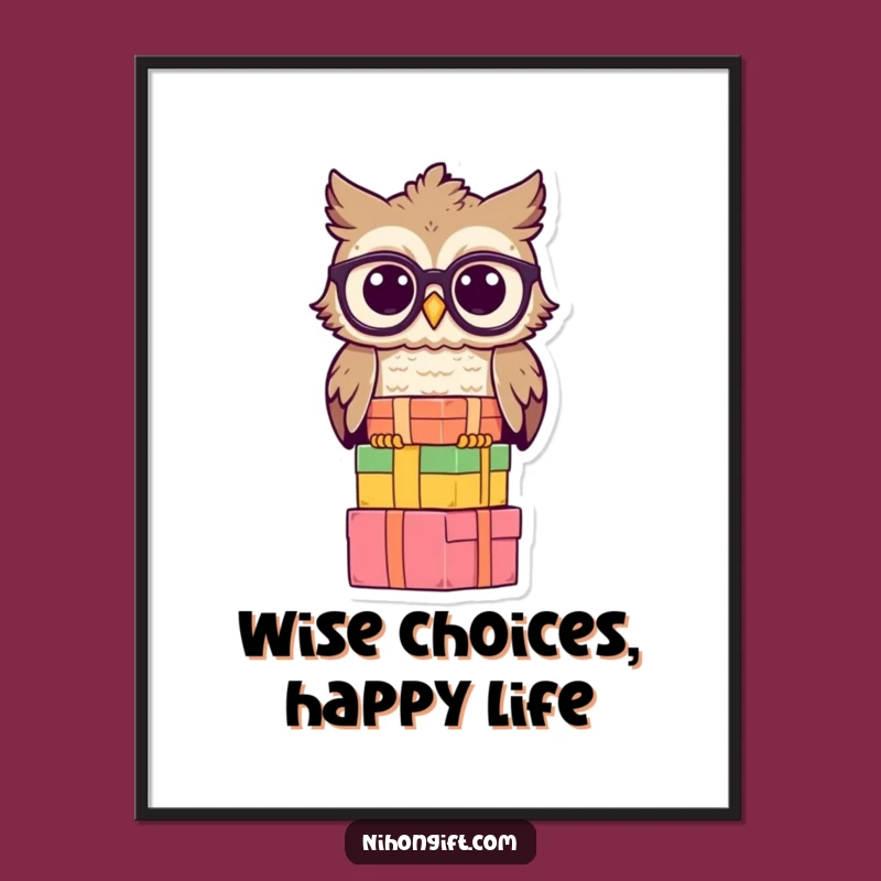 Funny Wise Owl Poster: Scholarly Wall Art for a Smart Touch