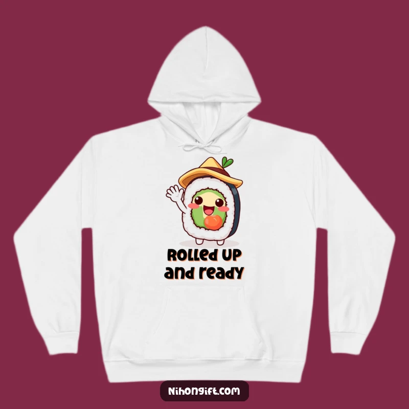 Cozy Funny Sushi Roll Hoodie for Warmth and Japanese Food Vibes