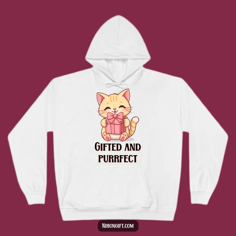 Cozy Funny Kawaii Cat Hoodie: Adorable Kitty Gift Holder Sweatshirt Gift