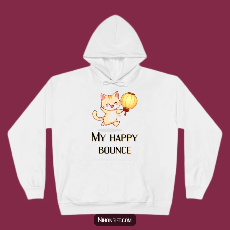 Cozy Cat Lantern Hopper Funny Hoodie: Snuggle Up with Playful Humor