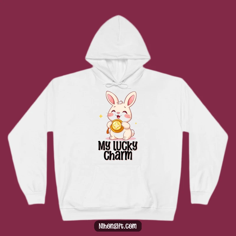 Cozy Bunny Lucky Charm Funny Hoodie: Snuggle Up with Good Fortune