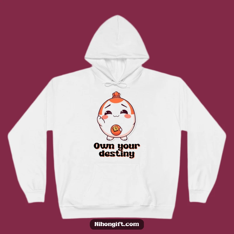 Funny! Cozy Daruma Doll Coin Hoodie: Warm Up with Laughter & Good Fortune
