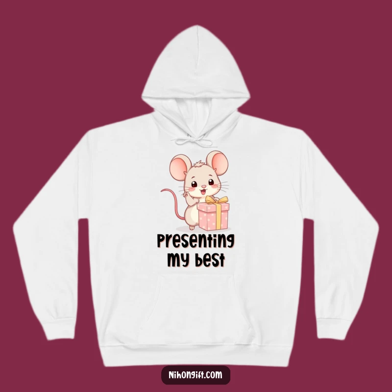 Funny Kawaii Mouse Gift Pointer Hoodie - Cozy & Playful Wear