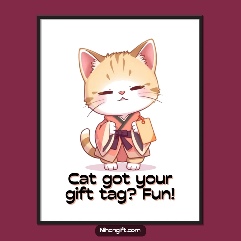 Free Printable Wall Art: Curious Kimono Cat - Downloadable Decor