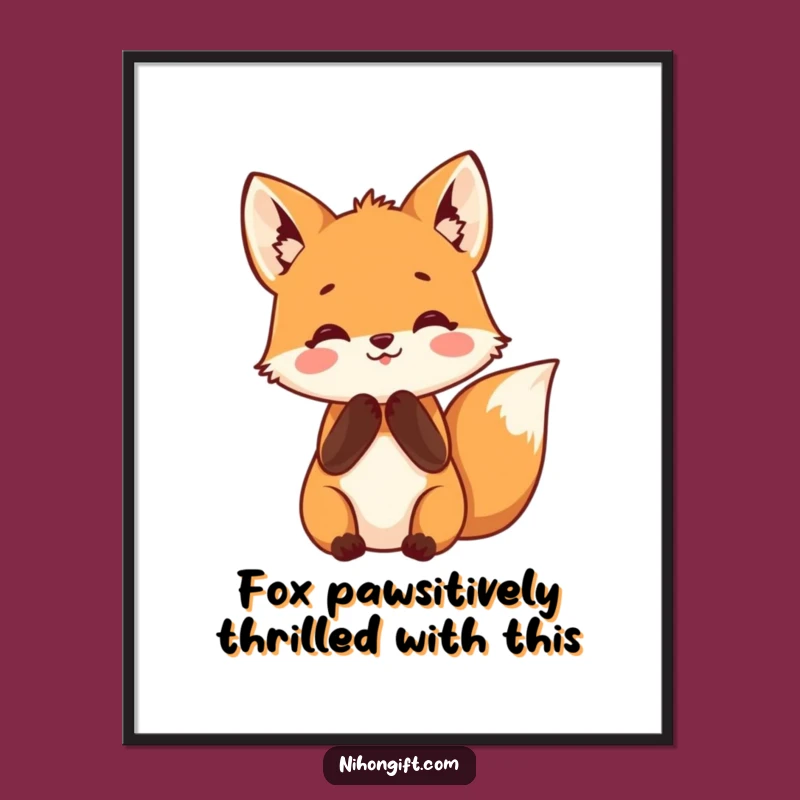 Free Printable Fox Wall Art: Anticipation Paws Funny Downloadable Art