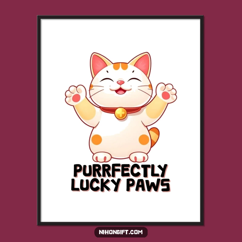 Free Printable Lucky Cat Wall Art: Humorous Waving Paws for Joyful, Downloadable Home Decor