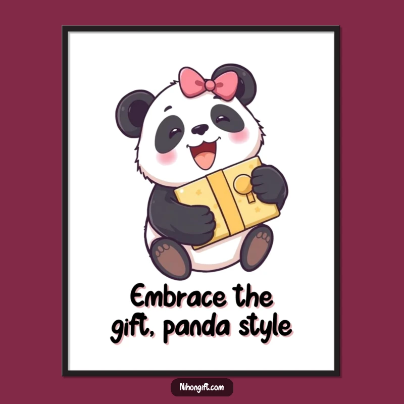 Free Printable Panda Wall Art: Excited Gift Hug Downloadable Art