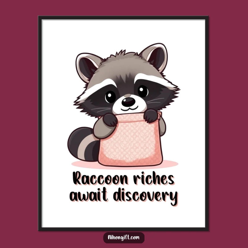 Free Printable Wall Art: Curious Raccoon & Gift Bag Intrigue Art