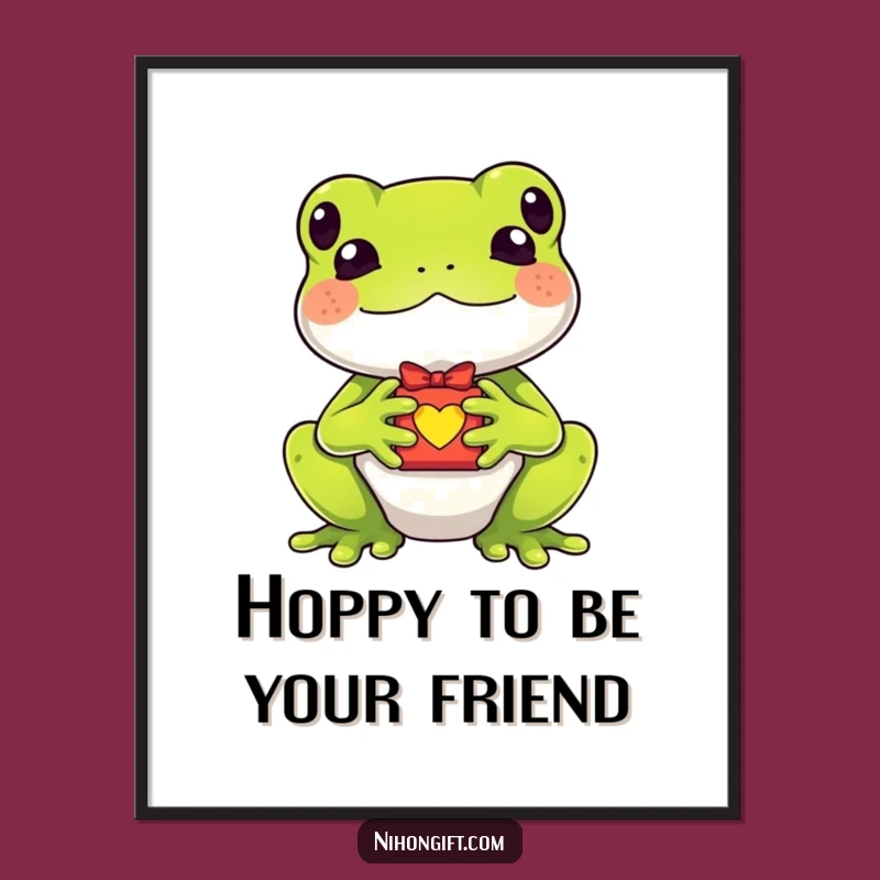 Free Printable Wall Art: Kawaii Frog Lucky Charm - Funny Downloadable Art