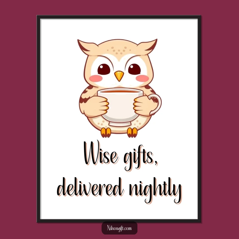 Funny Free Printable Wall Art: Owl Delivers Tea!
