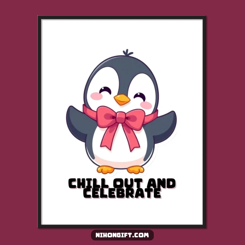Humorous Free Printable Wall Art: Penguin Ribbon Downloadable Decor