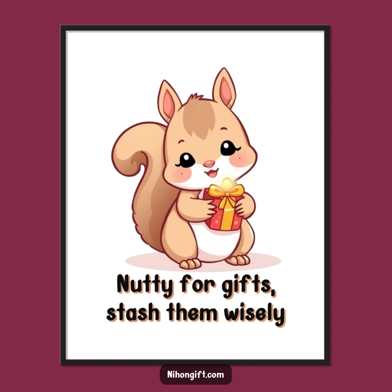Free Printable Kawaii Squirrel Wall Art - Funny Hidden Gift Decor Downloadable