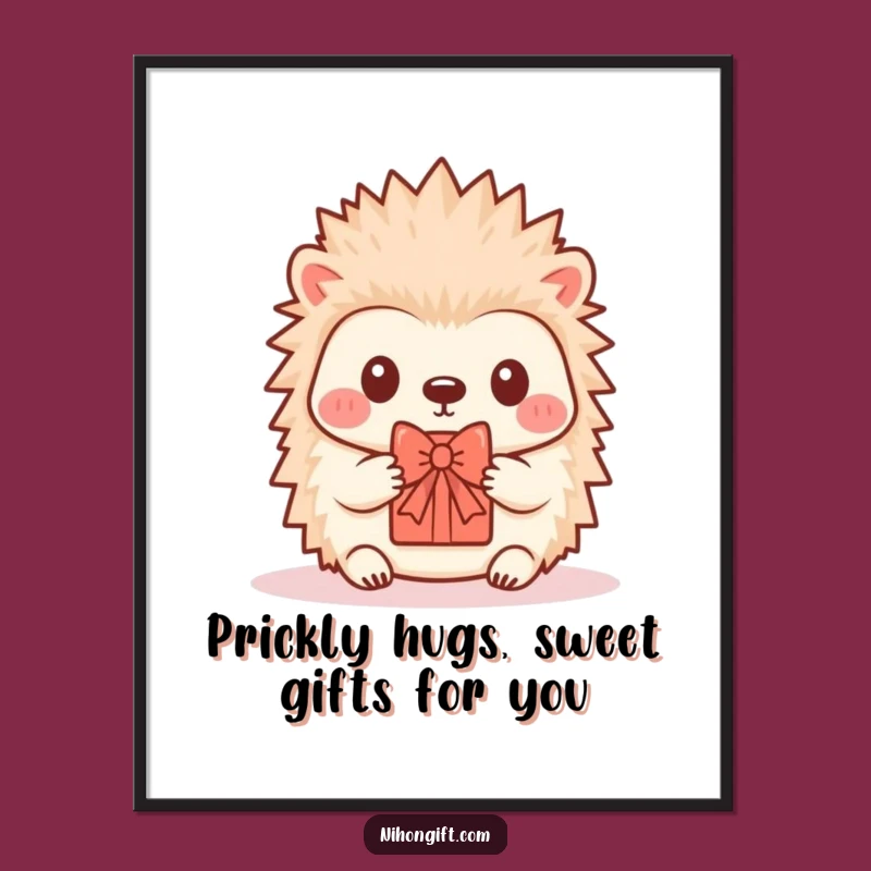 Free Printable Kawaii Hedgehog Wall Art - Funny Small Gift Decor Downloadable