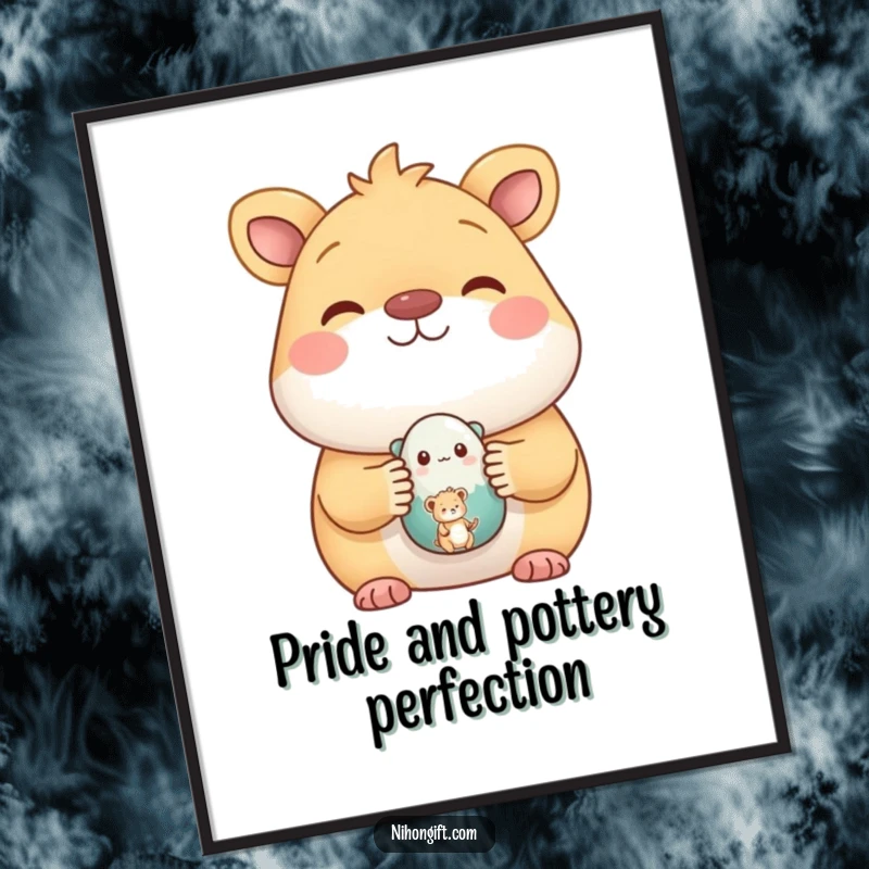 Funny Free Printable Wall Art: a cheerful animal showcasing a tiny, creatively painted ceramic figure.