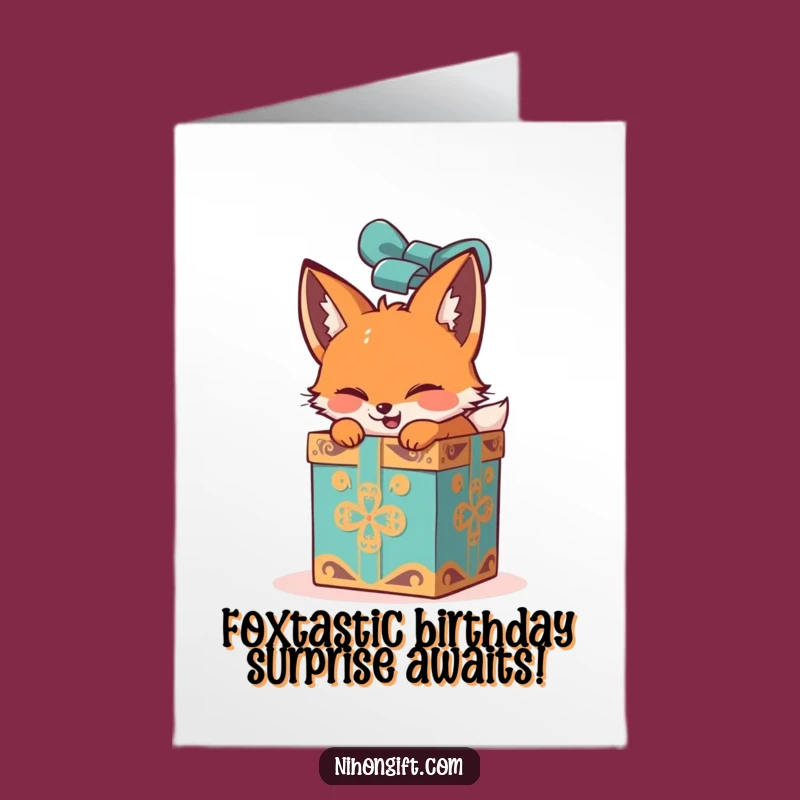 Free Printable Birthday Fox Card: Hilarious Gift Unwrapping, Funny Downloadable Card for Instant Joy
