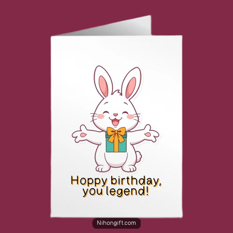 Free Printable Birthday Card: Cheerful Bunny Gift - Hilarious Downloadable Greeting