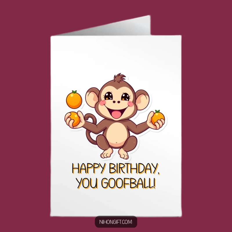 Free Printable Birthday Card: Monkey Juggler Downloadable Gift for Fun Birthday Bash