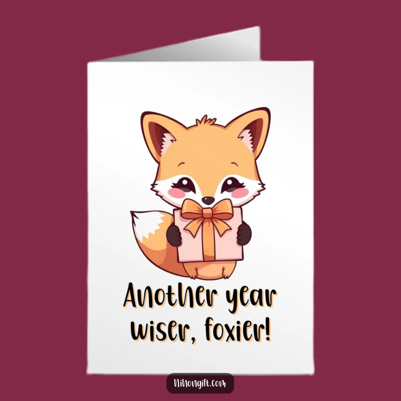 Free Printable Fox Birthday Card: Cute Gift Box Humor, Downloadable Funny Greeting