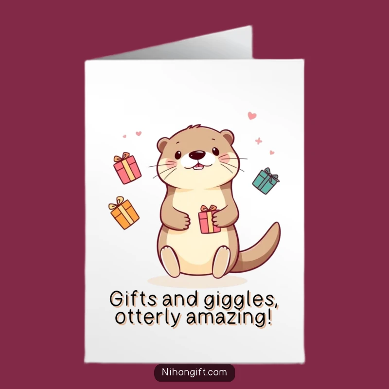 Free Printable Otter Birthday Card - Funny Juggling Gift Downloadable