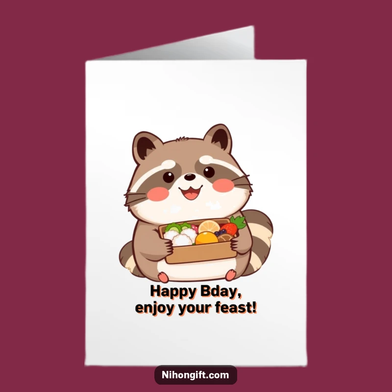 Free Printable Tanuki Birthday Card: Bento Joy Downloadable