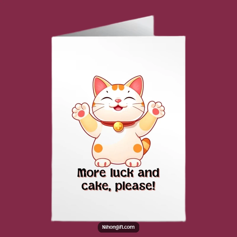Free Printable Lucky Cat Birthday Card: Hilarious Waving Paws for a Joyful Downloadable Gift