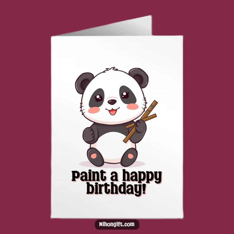 Free Printable Birthday Card: Panda Painter Smile Downloadable Gift for Cheerful Wishes