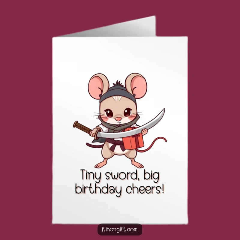 Free Printable Birthday Card: Brave Mouse Protects Gift!