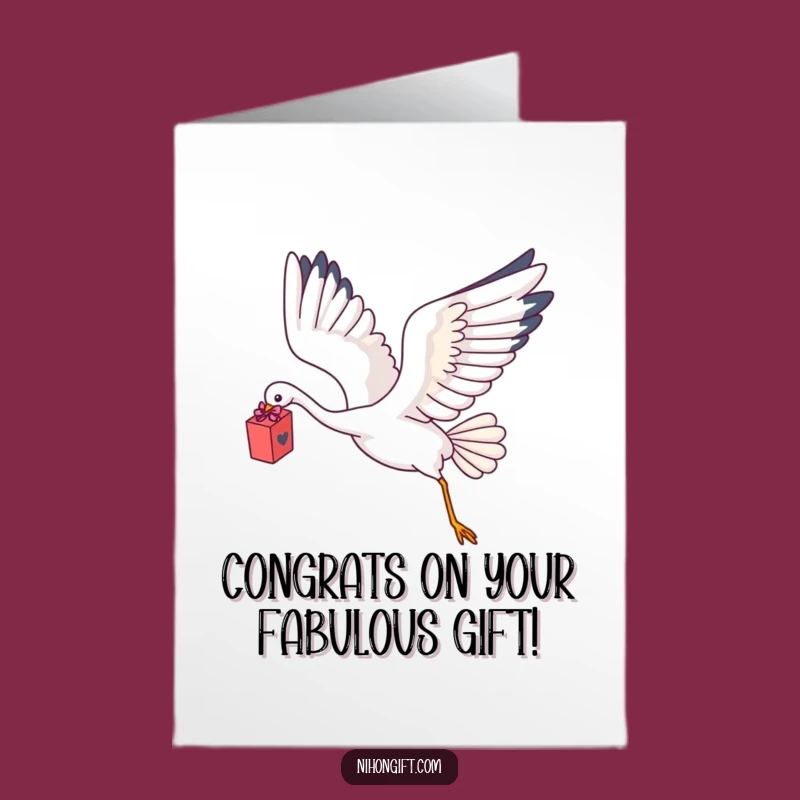 Free Printable Congrats Card: Crane Gift Arrival Downloadable Gift for Celebrations