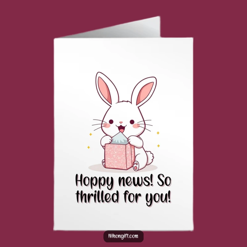 Free Printable Congrats Card: Cute Kawaii Bunny Celebrates Success, Funny Downloadable Surprise