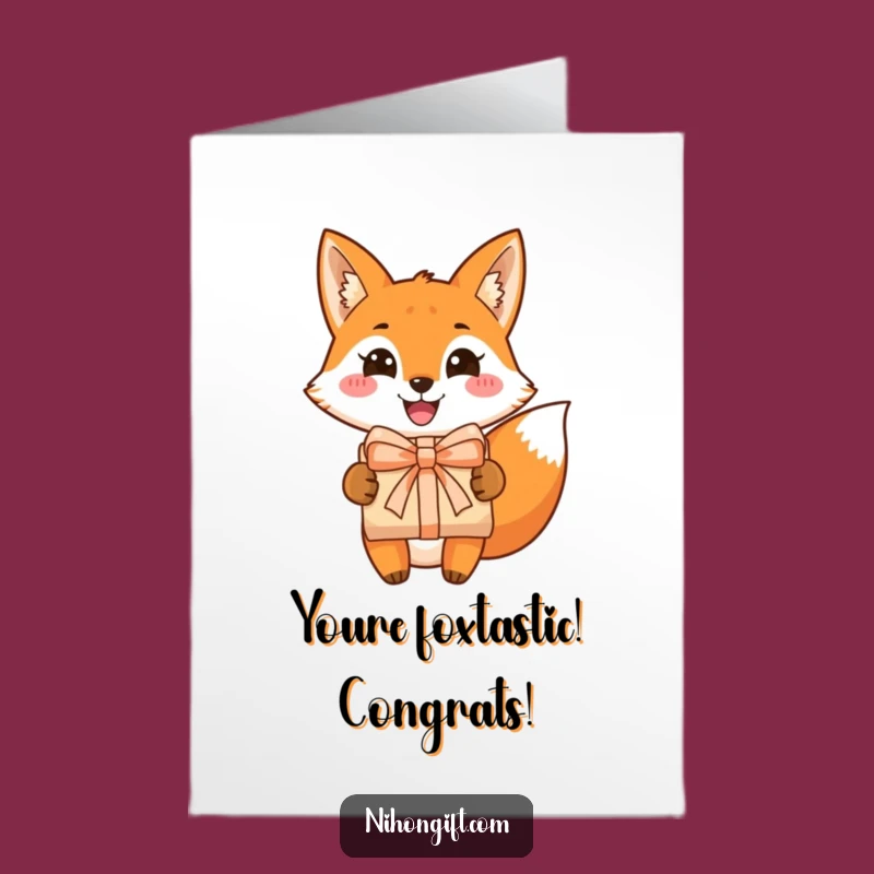 Free Printable Congrats Card: Fox's Gift of Celebration - Downloadable