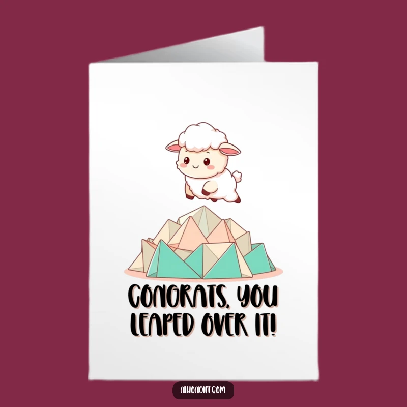 Free Printable Congrats Card: Sheep Origami Leap Downloadable Gift for Big Achievements