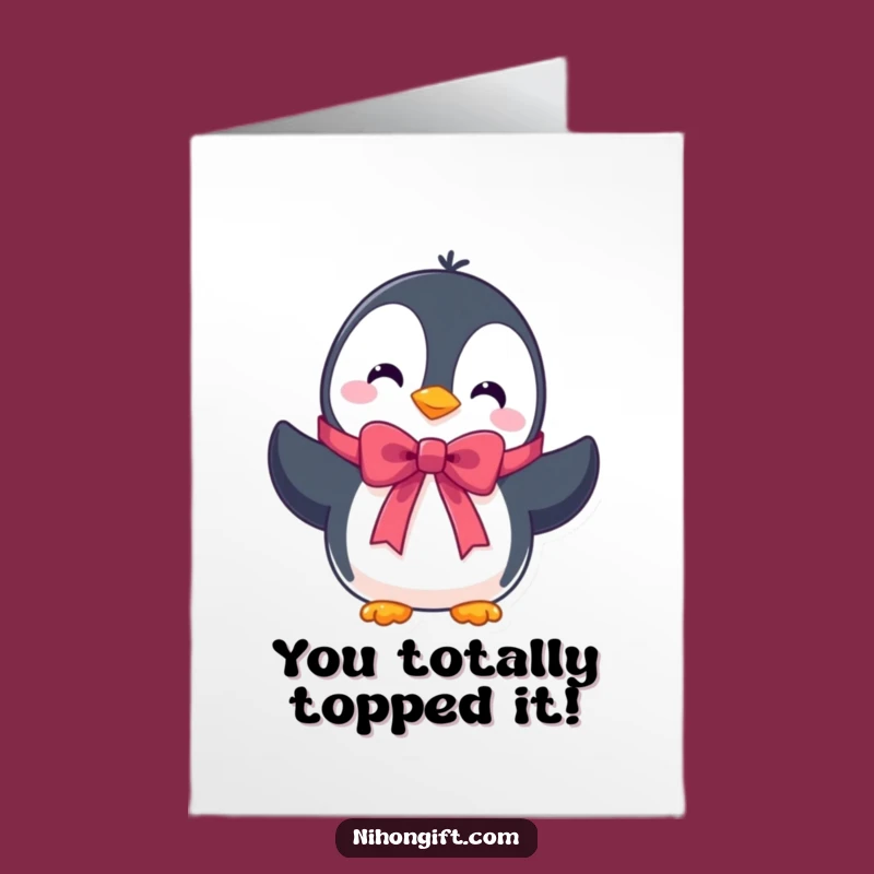Funny Free Printable Congratulations Card: Penguin Ribbon Humorous Downloadable
