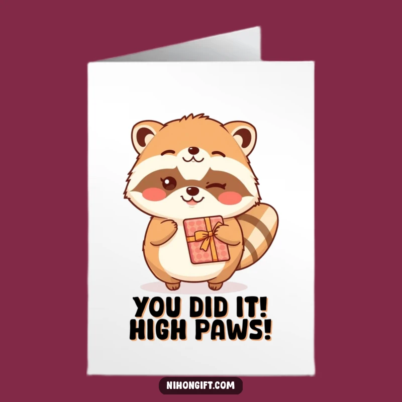 Kawaii Tanuki Gift Card: Funny Free Printable Congratulations, Instant Download Celebration