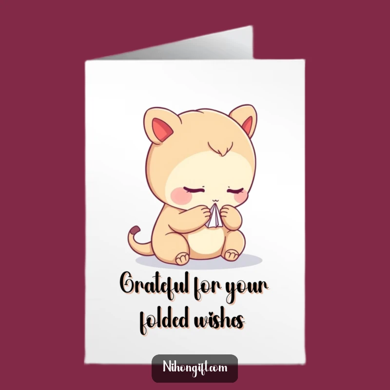 Free Printable Bowing Crane Creature Thank You Card - Sincere Downloadable Gift