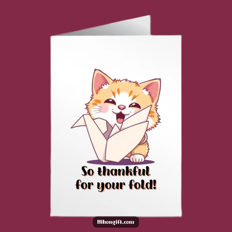Free Printable Cat Thank You Card: Ecstatic Kitty's Origami Gratitude