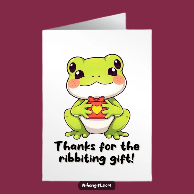Free Printable Thank You Card: Kawaii Frog Lucky Charm - Funny Downloadable Gift