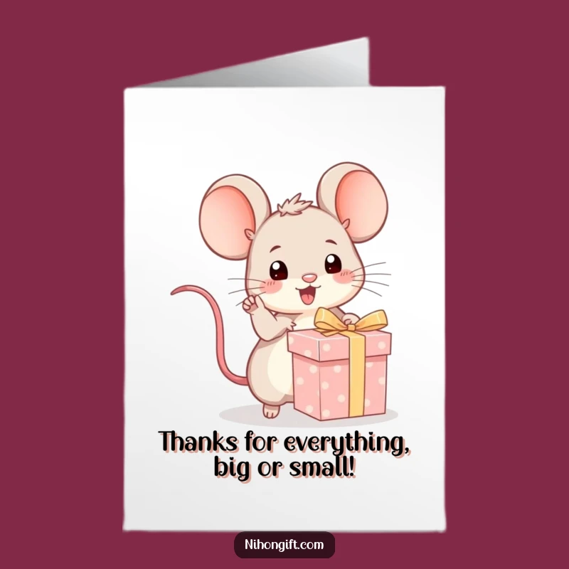 Free Printable Thank You Card: Kawaii Mouse Gift - Funny Downloadable Gift