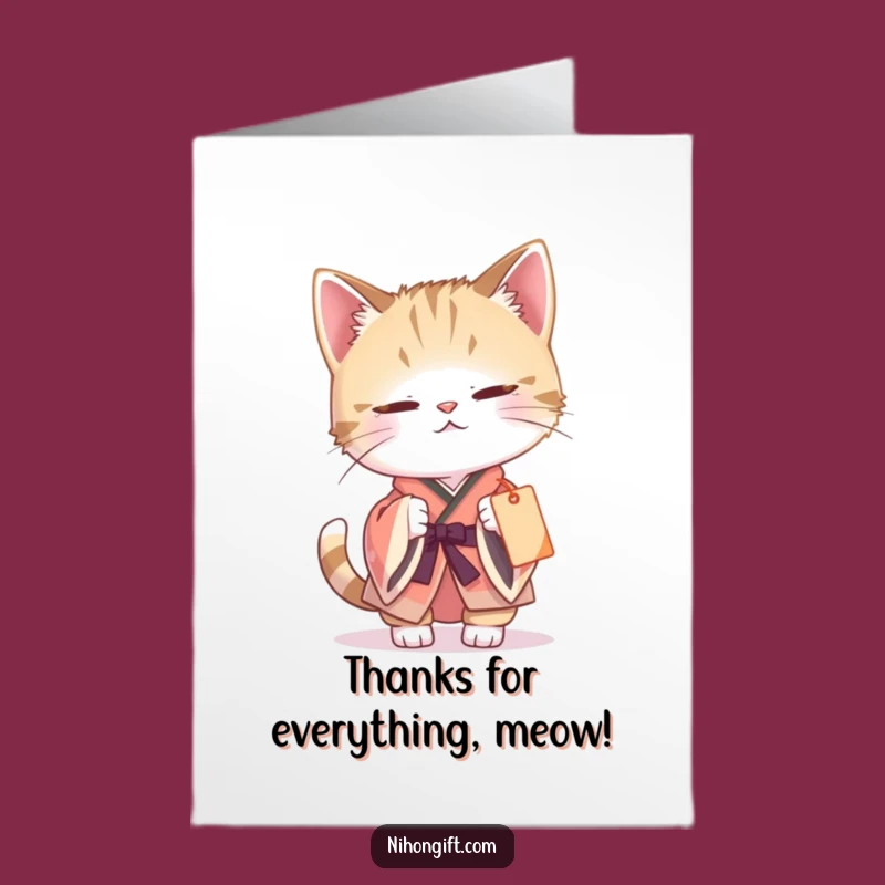 Free Printable Thank You Card: Kimono Cat's Thanks - Downloadable