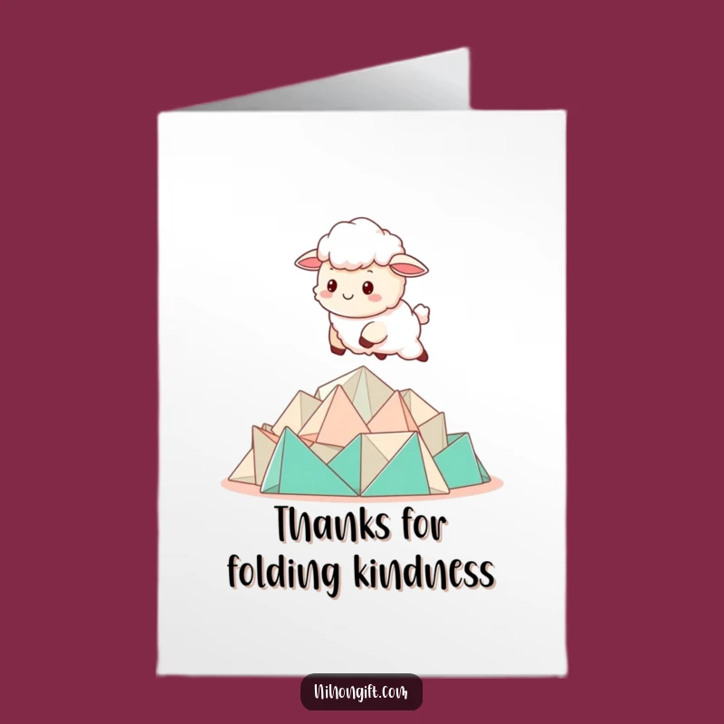 Free Printable Thank You Card: Sheep Origami Jumper Downloadable Gift for Sweet Thanks