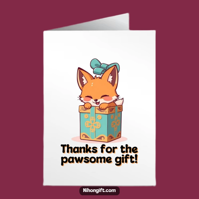 Free Printable Thank You Fox Card: Grateful Gift Unwrapping, Humorous Downloadable Note for Showing Appreciation