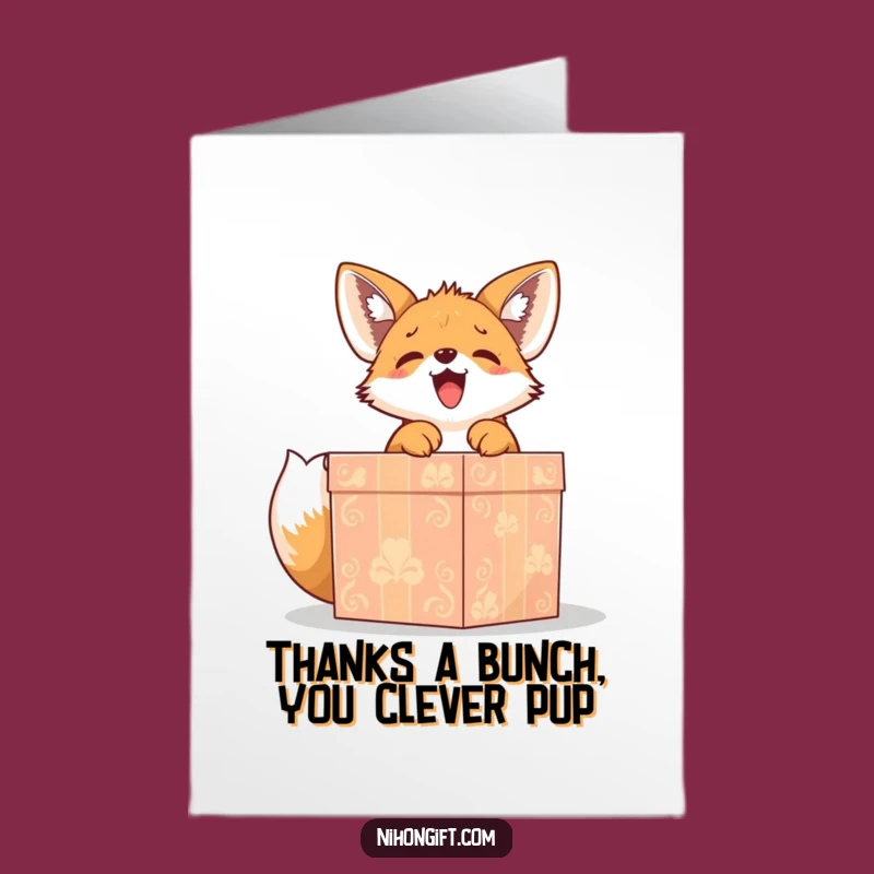 Free Printable Fox Puppy Thank You Card: Gift Gratitude Downloadable