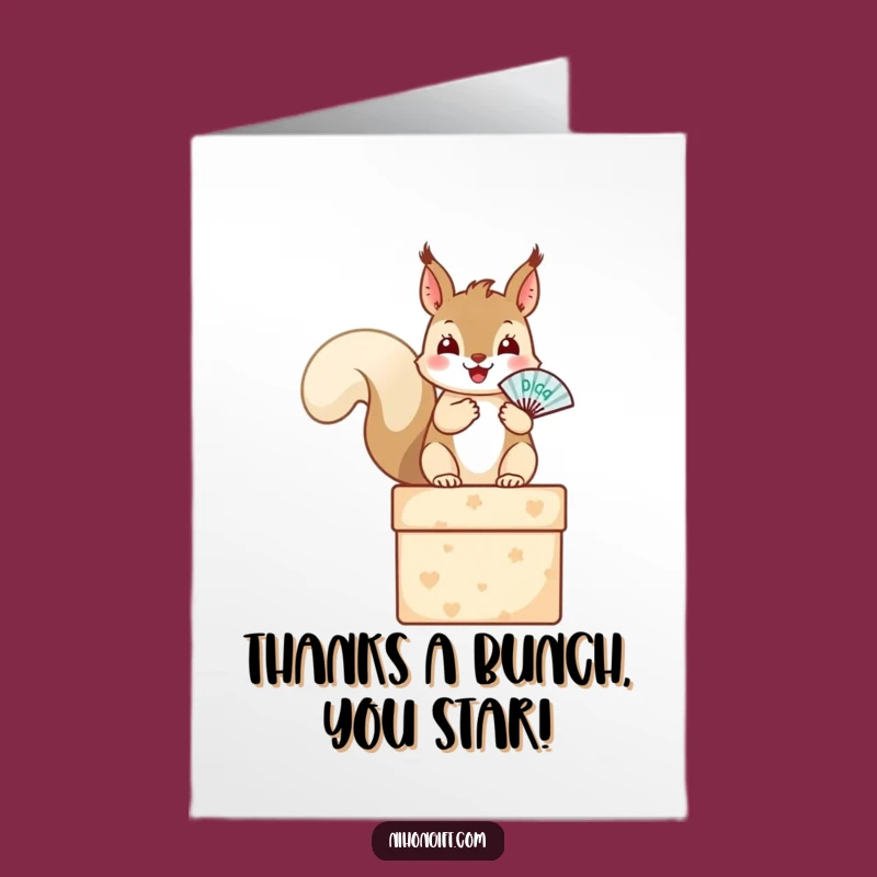 Free Printable Thank You Card: Squirrel Fan - Cute Downloadable Gift