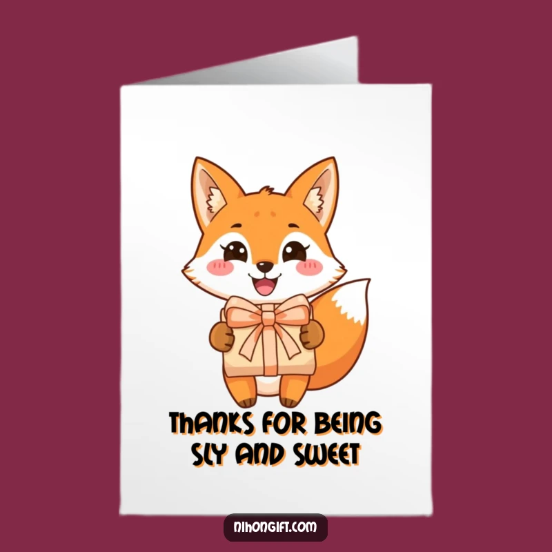 Free Printable Thank You Card: Fox's Grateful Gift - Downloadable