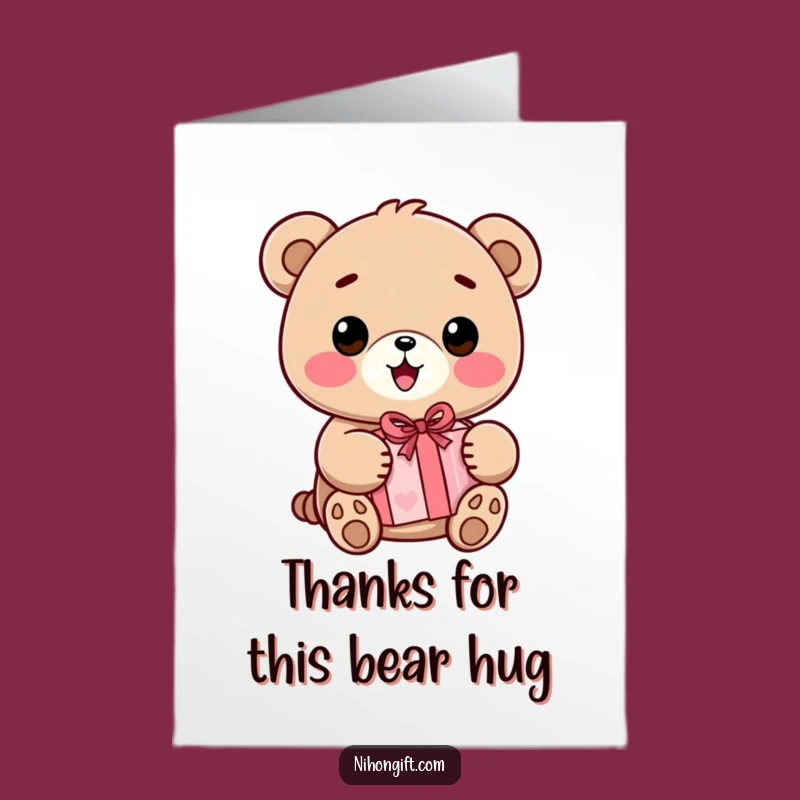 Free Printable Thank You Card: Smiling Bear's Gift of Thanks