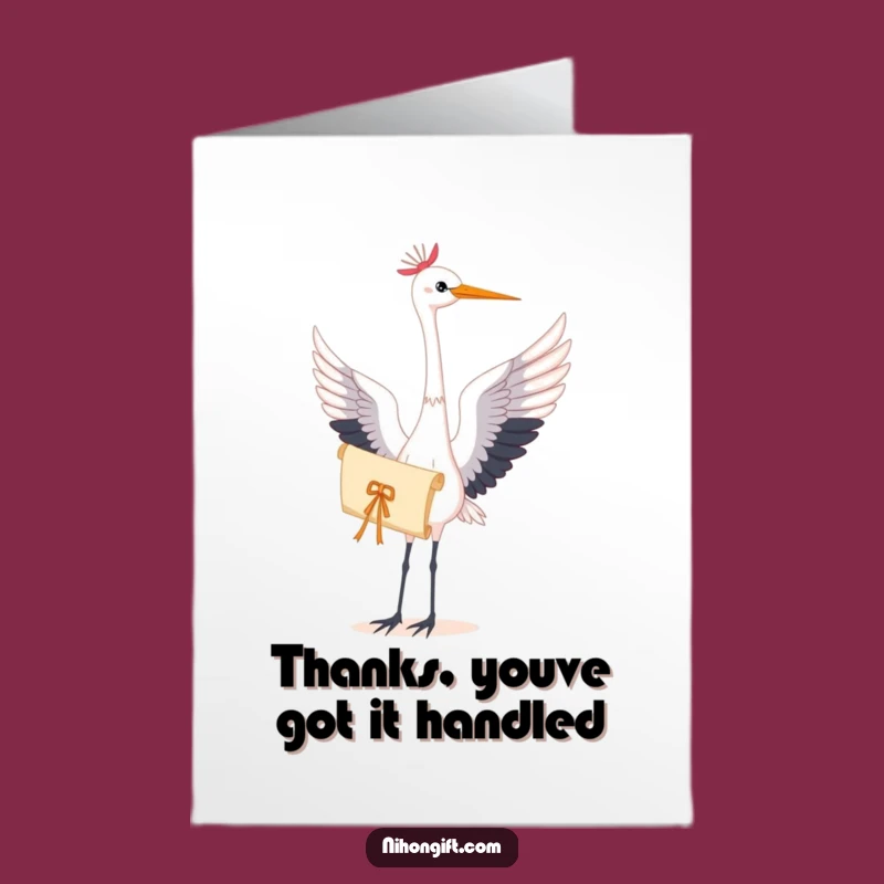 Free Printable Thank You Card: Crane Scroll - Grateful Downloadable Gift