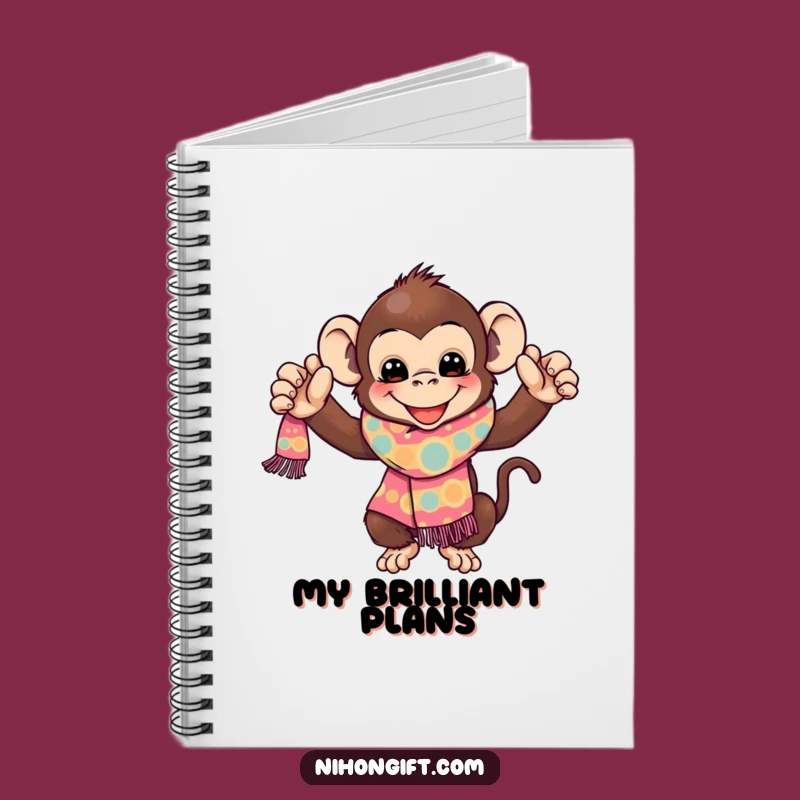 Funny Monkey Notebook: Playful Primate's Scarf Gift for Jotting Down Happy Thoughts