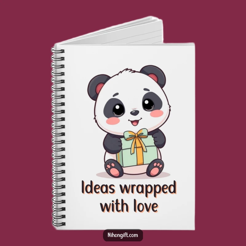 Funny Panda Notebook - Kawaii Bear Happily Presents a Gift
