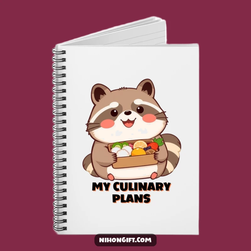 Funny Tanuki Bento Notebook - Happy Journal, Perfect Foodie Stationery Gift