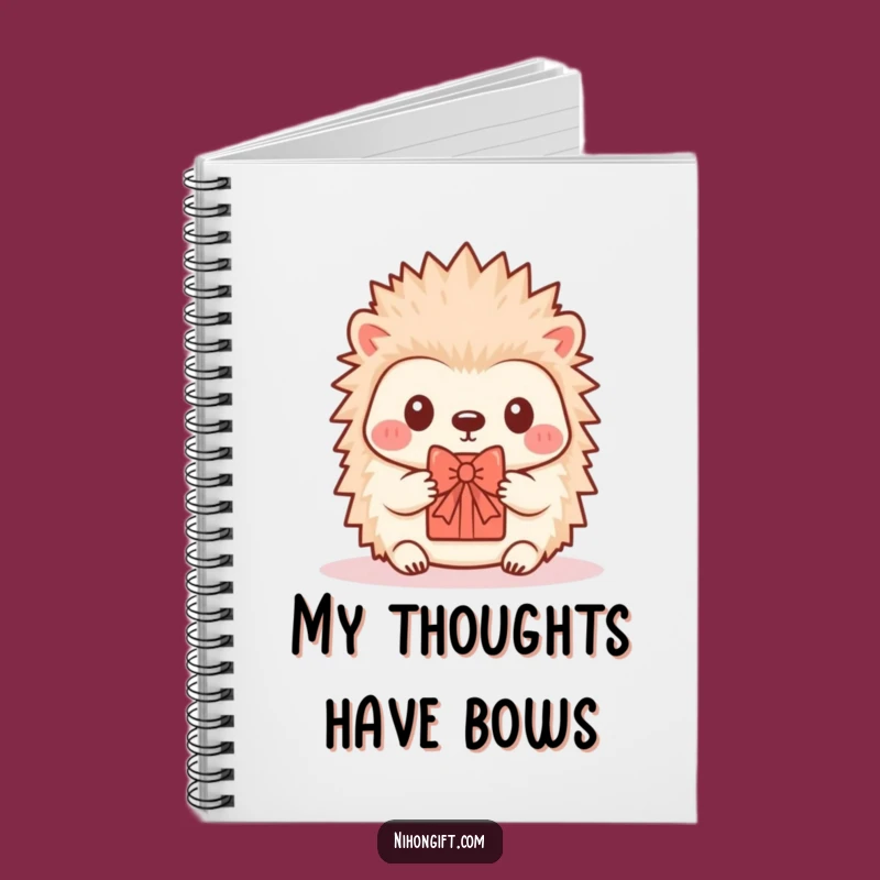 Funny Hedgehog Notebook - Kawaii Critter Offers Tiny Gift